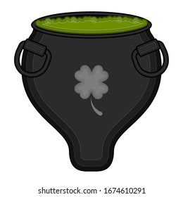 Isolated pot with green potion. Saint patricks icons - Vector