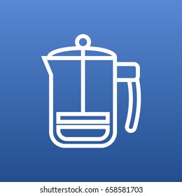 Isolated Pot Outline Symbol On Clean Background. Vector French Press Element In Trendy Style.