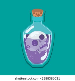 Isolated potion bottle with skull inside Vector