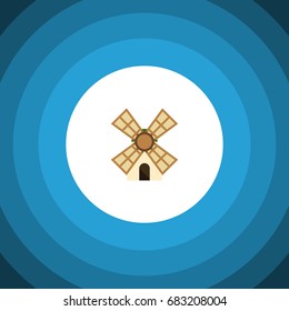 Isolated Power Flat Icon. Windmill Vector Element Can Be Used For Windmill, Power, Farm Design Concept.