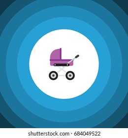 Isolated Pram Flat Icon. Stroller Vector Element Can Be Used For Stroller, Baby, Pram Design Concept.