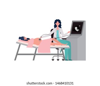 Isolated pregnant woman with doctor design