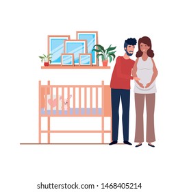 Isolated pregnant woman and man design