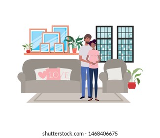 Isolated pregnant woman and man design