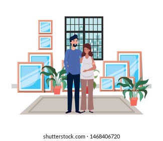 Isolated pregnant woman and man design