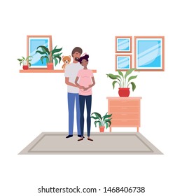 Isolated pregnant woman and man design
