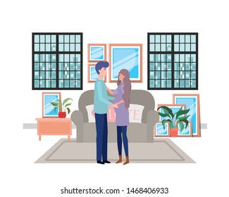 Isolated pregnant woman and man design