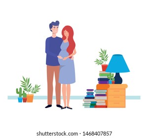 Isolated pregnant woman and man design