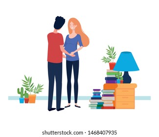 Isolated pregnant woman and man design