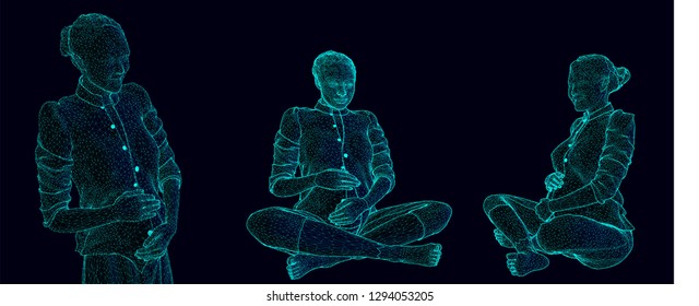 isolated pregnant women doing prenatal exercises
