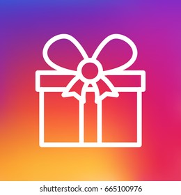 Isolated Present Outline Symbol On Clean Background. Vector Gift Element In Trendy Style.