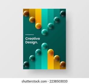 Isolated presentation A4 design vector layout. Vivid realistic balls book cover illustration.