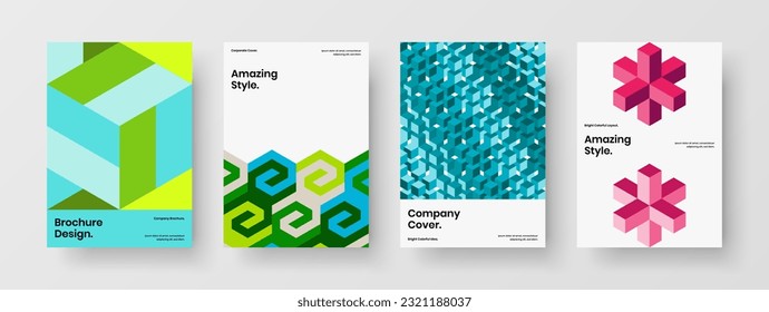 Isolated presentation A4 design vector template set. Original mosaic tiles brochure concept composition.