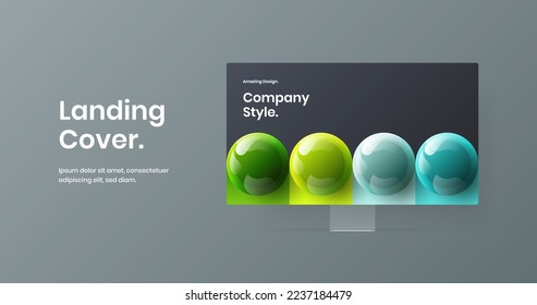 Isolated presentation design vector template. Colorful desktop mockup banner layout.