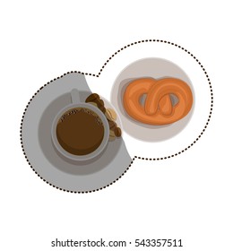Isolated pretzel and coffee cup design