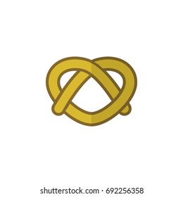 Isolated Pretzel Flat Icon. Cookie Vector Element Can Be Used For Pretzel, Cookie, Biscuit Design Concept.