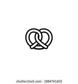 Isolated pretzel icon vector outline black color.