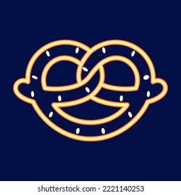 Isolated pretzel neon oktoberfest vector illustration