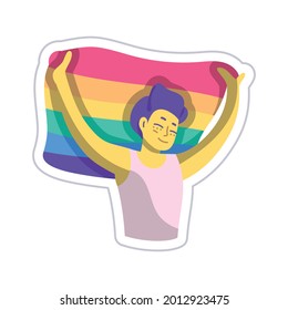 Isolated pride man holding a lgbt flag Vector