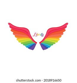 Isolated pride wing icon with lgbt colors Vector