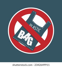 Isolated printable sticker design of no or do use plastic bag, an environment save earth green ecology idea graphic design