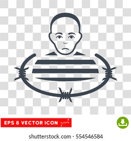 Isolated Prisoner EPS vector pictograph. Illustration style is flat iconic smooth blue symbol on chess transparent background.
