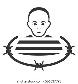Isolated Prisoner vector icon. Flat gray symbol. Pictogram is isolated on a white background. Designed for web and software interfaces.