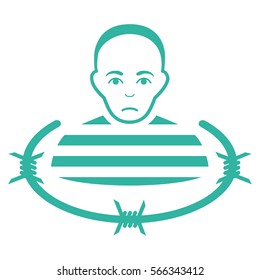 Isolated Prisoner vector icon. Flat cyan symbol. Pictogram is isolated on a white background. Designed for web and software interfaces.