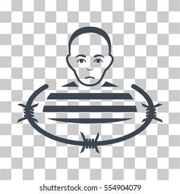 Isolated Prisoner vector pictogram. Illustration style is flat iconic smooth blue symbol on a chess transparent background.