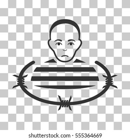 Isolated Prisoner vector pictograph. Illustration style is flat iconic gray symbol on a chess transparent background.