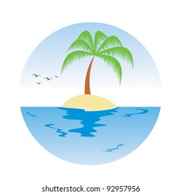 isolated private island in the middle of sea with round border