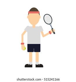 Isolated professional tennis player standing on white background. Man in uniform with racket.