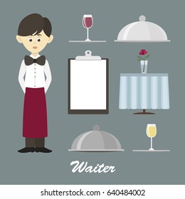 Isolated professional waiter.