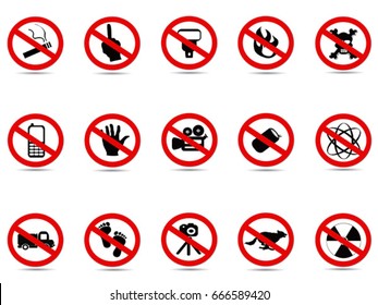 isolated prohibited icon sign set for design
