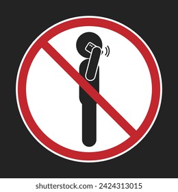 Isolated prohibited label design to use cellphone, man talking on mobile phone