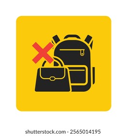 Isolated prohibited label sign : carrying backpacks, bags, pouches. for indoor security. Illustrated with isolated pictogram sign, label ensuring safety and compliance.