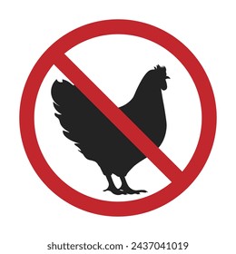 Isolated prohibited sign of chicken for vegan food vegetarian non animal meat