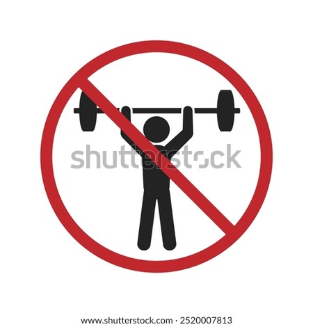 Isolated prohibited sign to lift weight, do not use dumbbell and barbell