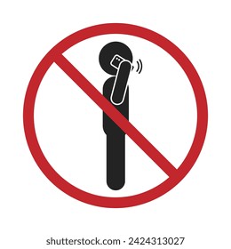 Señal prohibida aislada para utilizar el teléfono móvil, hombre hablando en el teléfono móvil
