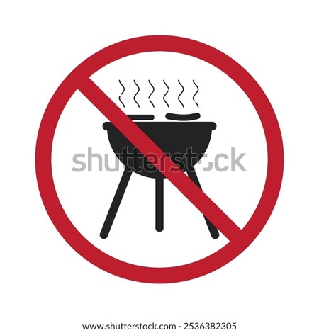 Isolated prohibition do not berbeque, BBQ, fire precautions, flames is not allowed 