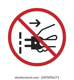 Isolated prohibition do not unplugged electrical equipment form electric socker in red circle crossed out