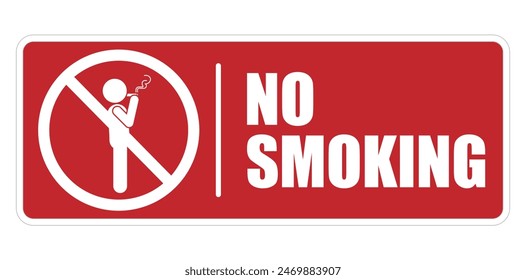 Isolated prohibition label do not smoking with pictogram man smoking tobacco cigarette red circle crossed sign 