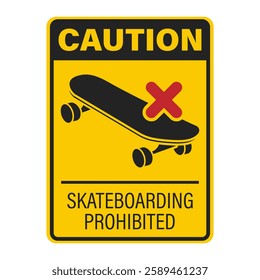 Isolated prohibition label : skateboard is not allowed, do not use longboard for safety purpose