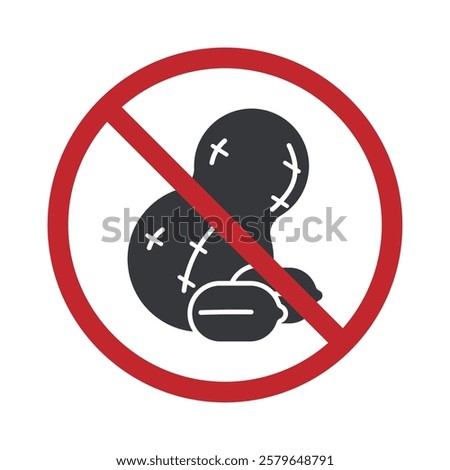 Isolated prohibition peanut icon indicating peanut-free food, ideal for food allergy symbols to ensure safety