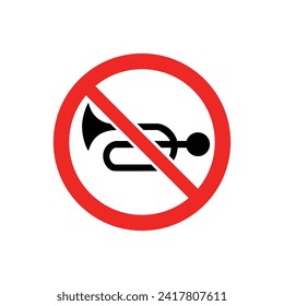 Isolated prohibition road sign Excessive noise prohibited. Colorful vector illustration in flat style.