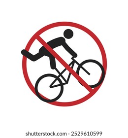 Isolated prohibition sign do not perform freestyle bike stunt, injury park free style jumping BMX