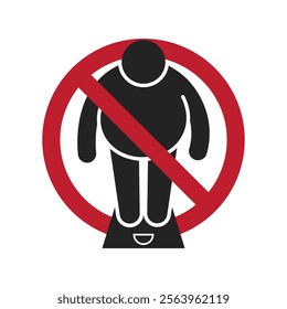 Isolated prohibition sign do not fat, obisity is not allowed, healthy safety sign