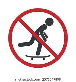 Isolated prohibition sign, do not skateboarding, skate board is mot allowed