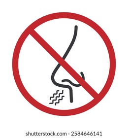 Isolated prohibition sign : do not breath, no smell, highly polluted air condition sign