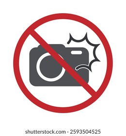 Isolated prohibition sign : do not use camera and cellphone flash while take picture